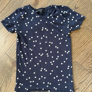 J. Crew Navy and White Polka Dot Women’s Tee XXS